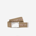 Lacoste cinto com estampa de logo contrastante homens farine de pecan de leão m04 88BL1960