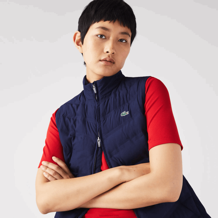 Lacoste colete de golfe acolchoado esporte mulheres azul marinho 423 88BL2630 - Image 1