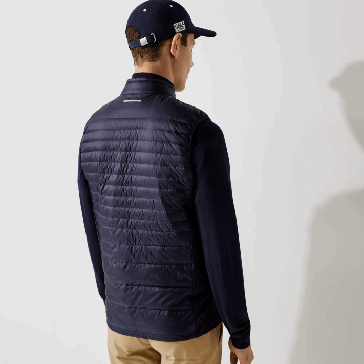 Lacoste colete de golfe acolchoado esportivo leve e resistente à água homens azul marinho 5fs 88BL1309 - Image 3