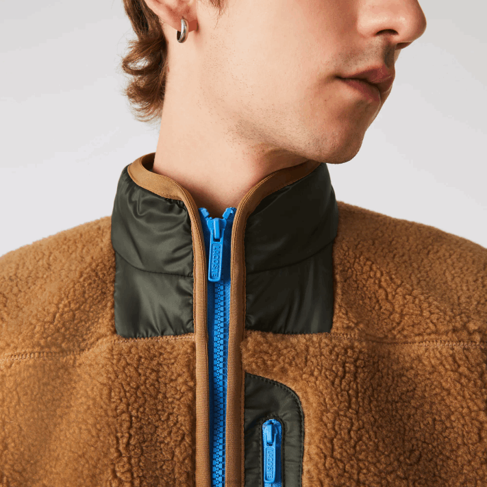 Lacoste colete de lã sherpa homens marrom caqui verde 89f 88BL1262 - Image 6