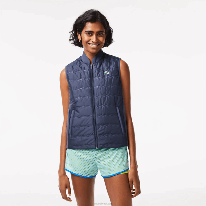 Lacoste colete reversível de golfe esportivo mulheres azul claro verde b00 88BL2430 - Image 1