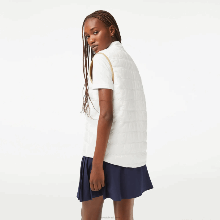 Lacoste colete reversível de golfe esportivo mulheres zig branco bege 88BL2429 - Image 3