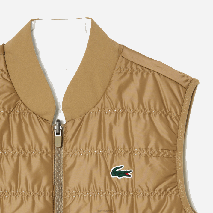 Lacoste colete reversível de golfe esportivo mulheres zig branco bege 88BL2429 - Image 6