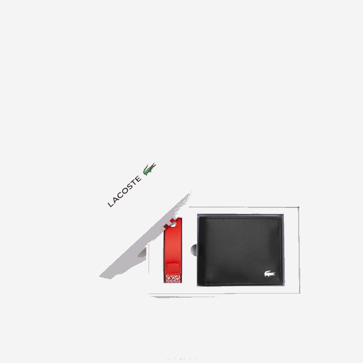 Lacoste conjunto de presente de chaveiro de carteira e logotipo homens preto 000 88BL1986 - Image 3