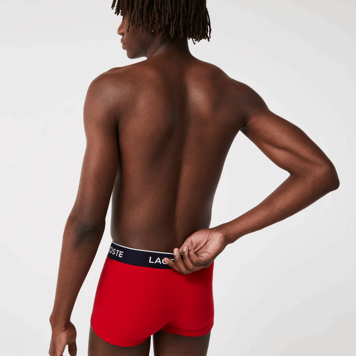 Lacoste cueca boxer casual com 3 pacotes homens azul marinho vermelho azul marinho w64 88BL1610 - Image 3