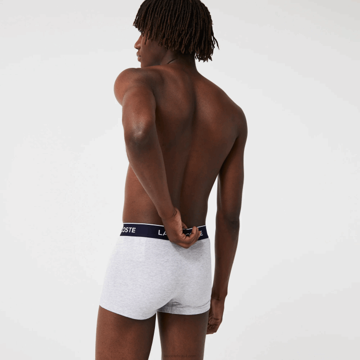 Lacoste cueca boxer casual com 3 pacotes homens chine cinza cca 88BL485 - Image 3