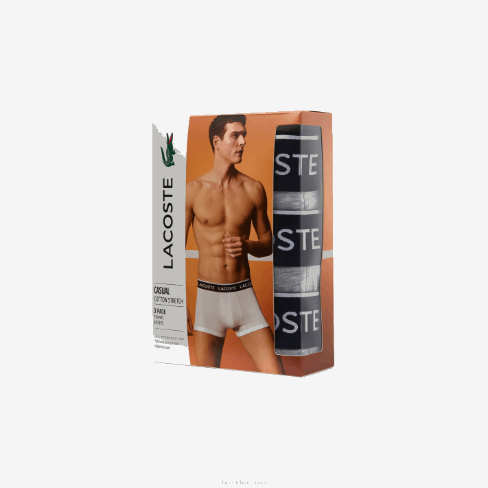 Lacoste cueca boxer casual com 3 pacotes homens chine cinza cca 88BL485 - Image 5