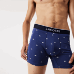 Lacoste cueca boxer de algodão elástico de cintura de marca pacote com 3 homens azul marinho cinza chine vermelho w3t 88BL1428 - Image 7