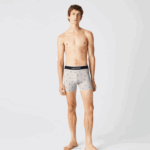 Lacoste cueca boxer de algodão elástico de cintura de marca pacote com 3 homens lombo cinza preto vdp 88BL1429 - Image 2