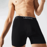 Lacoste cueca boxer de algodão elástico de cintura de marca pacote com 3 homens lombo cinza preto vdp 88BL1429 - Image 4