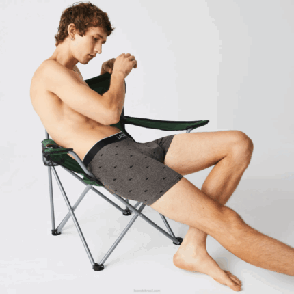 Lacoste cueca boxer de algodão elástico de cintura de marca pacote com 3 homens lombo cinza preto vdp 88BL1429