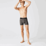 Lacoste cueca boxer de algodão elástico de cintura de marca pacote com 3 homens lombo cinza preto vdp 88BL1429 - Image 7