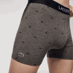 Lacoste cueca boxer de algodão elástico de cintura de marca pacote com 3 homens lombo cinza preto vdp 88BL1429 - Image 9