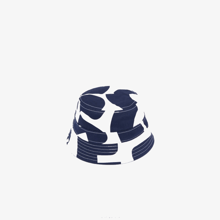 Lacoste estampa reversível de herança ou chapéu de balde de algodão sólido homens azul marinho branco 525 88BL2342 - Image 2