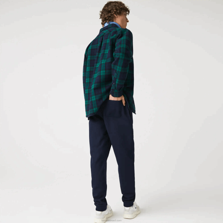 Lacoste galhardetes l badge calças de treino de lã homens azul marinho 166 88BL1168 - Image 3