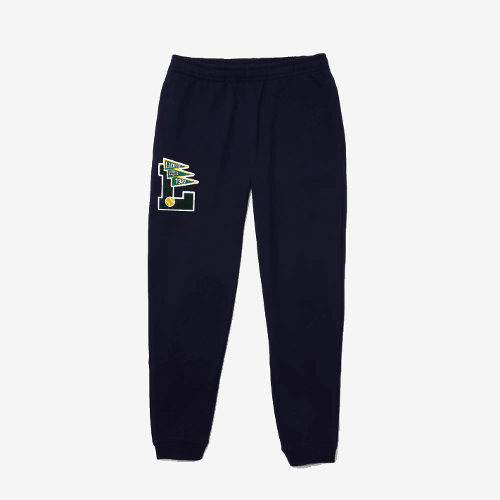 Lacoste galhardetes l badge calças de treino de lã homens azul marinho 166 88BL1168 - Image 4