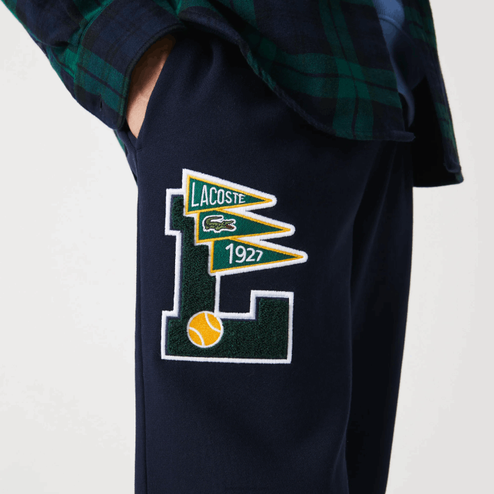 Lacoste galhardetes l badge calças de treino de lã homens azul marinho 166 88BL1168 - Image 6