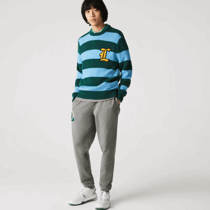Lacoste galhardetes l badge calças de treino de lã homens lombo cinza 1vq 88BL1169 - Image 6