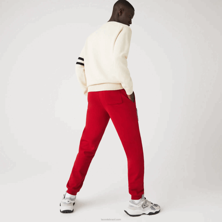 Lacoste galhardetes l badge calças de treino de lã homens vermelho 5sx 88BL1170 - Image 3