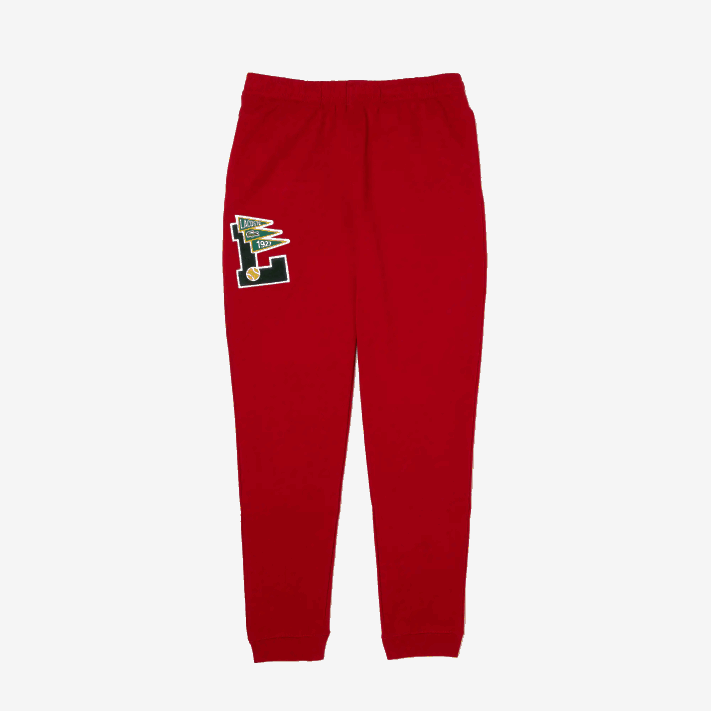 Lacoste galhardetes l badge calças de treino de lã homens vermelho 5sx 88BL1170 - Image 4