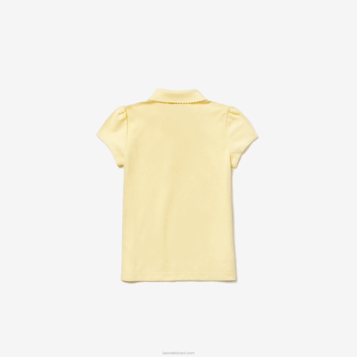 Lacoste gola recortada mini polo piquê garotas amarelo 6xp 88BL2949 - Image 2
