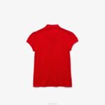 Lacoste gola recortada mini polo piquê garotas vermelho 240 88BL2948 - Image 2
