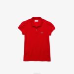 Lacoste gola recortada mini polo piquê garotas vermelho 240 88BL2948