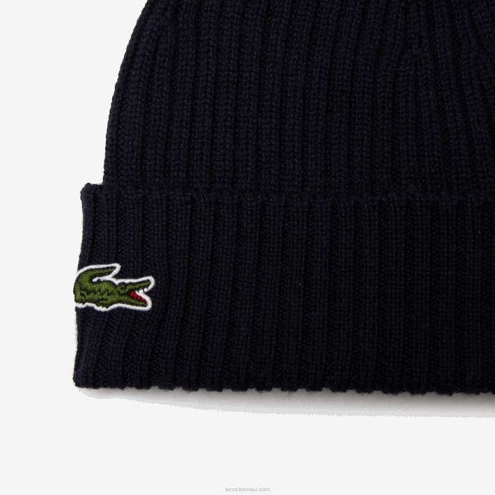 Lacoste gorro de lã com nervuras homens azul marinho 166 88BL2228 - Image 2