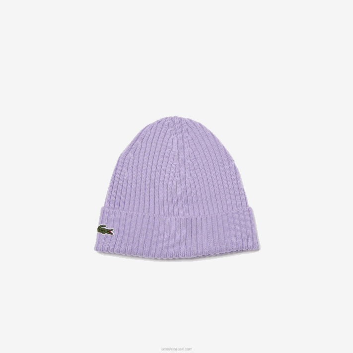 Lacoste gorro de lã com nervuras homens gfu roxo 88BL2291 - Image 1