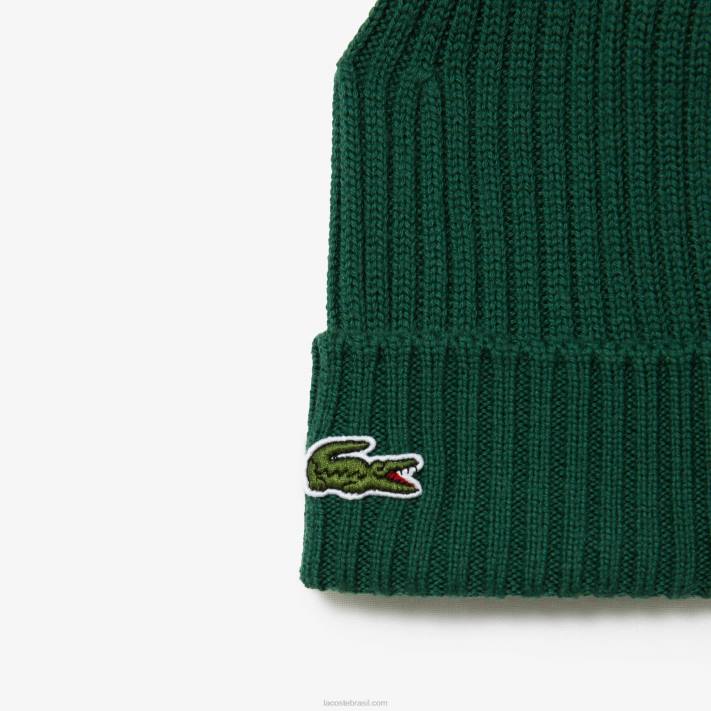 Lacoste gorro de lã com nervuras homens verde 132 88BL2229 - Image 2