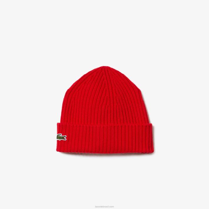 Lacoste gorro de lã com nervuras homens vermelho 240 88BL2241 - Image 1