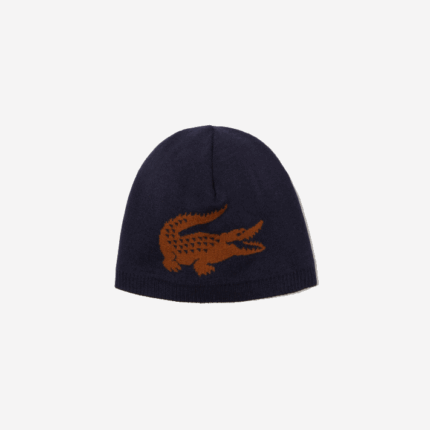 Lacoste gorro de lã de crocodilo jacquard homens azul marinho marrom 1dy 88BL2309