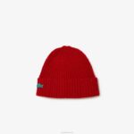 Lacoste gorro de lã salpicado homens vermelho 7cq 88BL2305