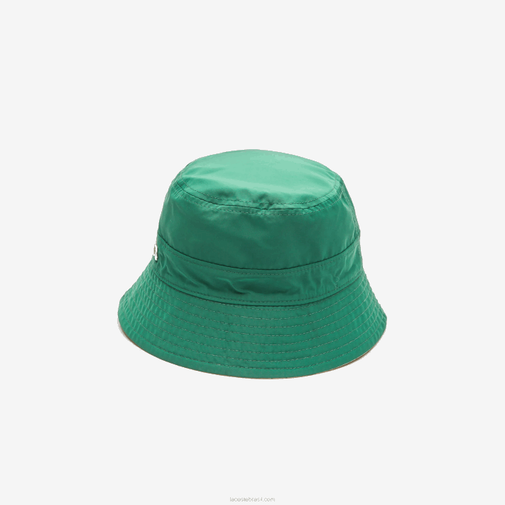 Lacoste Heritage reversível sólido ou balde de verificação mulheres bege verde epp 88BL2929 - Image 7