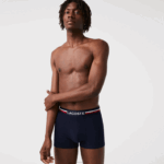 Lacoste icônico baú com cós tricolor pacote com 3 homens azul marinho cinza chine vermelho w34 88BL1347
