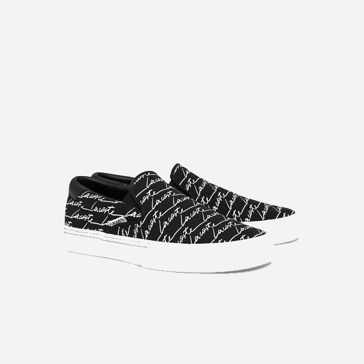 Lacoste impressão em tela de serviço de salto deslizar mulheres preto e off white 454 88BL2705 - Image 2