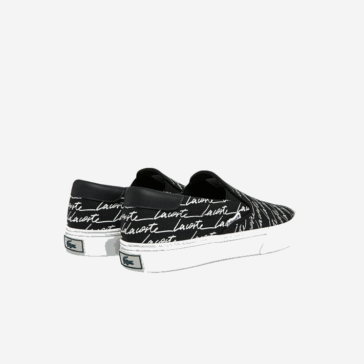Lacoste impressão em tela de serviço de salto deslizar mulheres preto e off white 454 88BL2705 - Image 3
