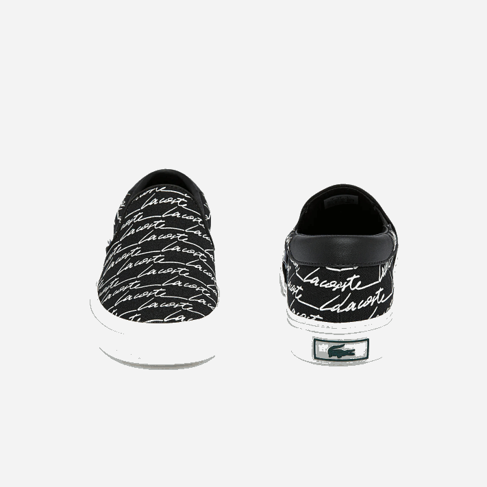 Lacoste impressão em tela de serviço de salto deslizar mulheres preto e off white 454 88BL2705 - Image 5
