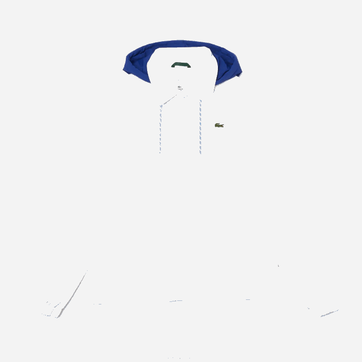 Lacoste jaqueta abotoada com capuz contraste ao vivo homens branco azul eme 88BL1316 - Image 5