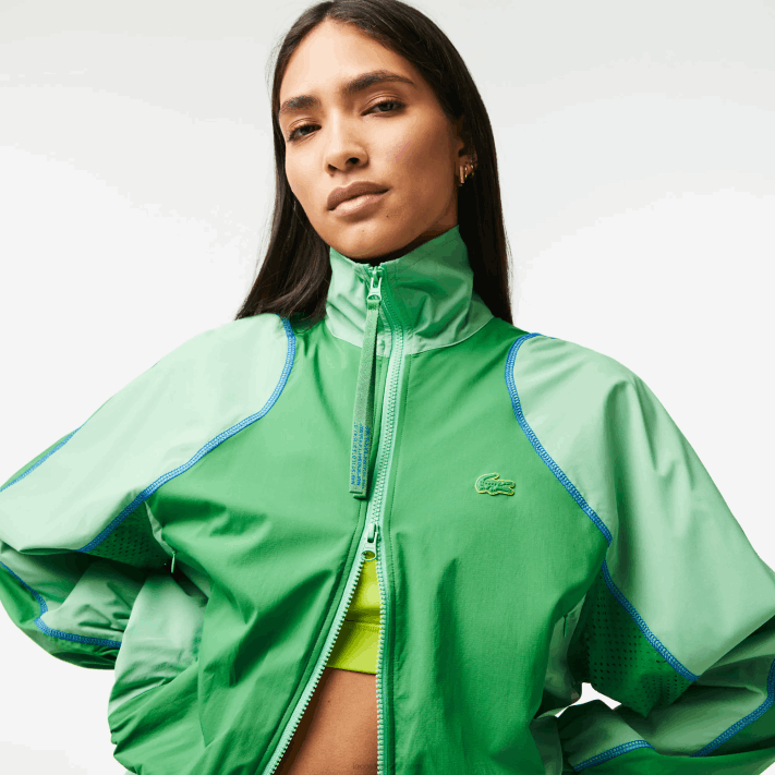 Lacoste jaqueta bicolor oversized mulheres verde fzv 88BL2432 - Image 2
