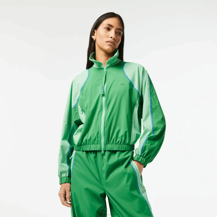 Lacoste jaqueta bicolor oversized mulheres verde fzv 88BL2432 - Image 1