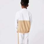 Lacoste jaqueta colorblock gola alta crianças branco bege wn5 88BL3220 - Image 3