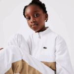 Lacoste jaqueta colorblock gola alta crianças branco bege wn5 88BL3220 - Image 4