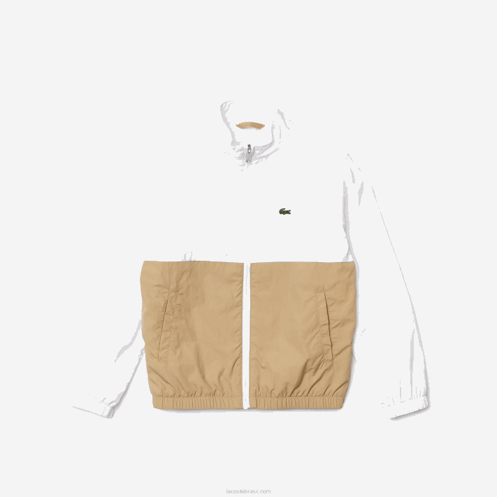 Lacoste jaqueta colorblock gola alta crianças branco bege wn5 88BL3220 - Image 5