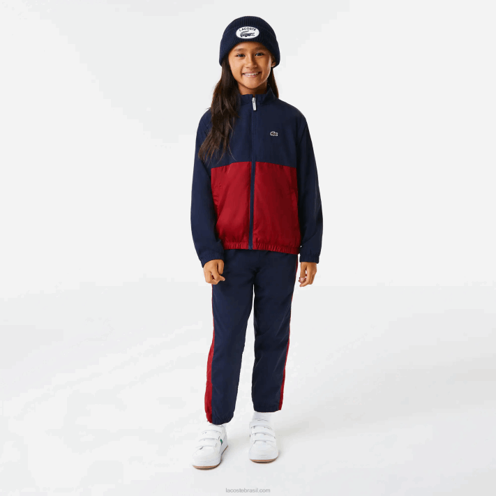 Lacoste jaqueta colorblock gola alta crianças lub bordeaux azul marinho 88BL3219 - Image 2