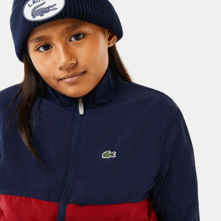 Lacoste jaqueta colorblock gola alta crianças lub bordeaux azul marinho 88BL3219 - Image 8