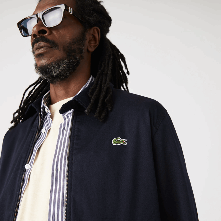 Lacoste jaqueta curta de gabardine de algodão orgânico com zíper homens azul marinho 166 88BL407 - Image 6