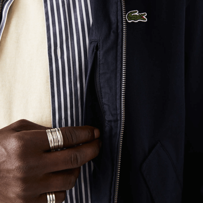Lacoste jaqueta curta de gabardine de algodão orgânico com zíper homens azul marinho 166 88BL407 - Image 7