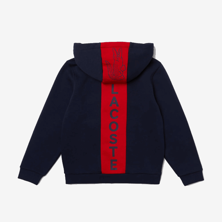 Lacoste jaqueta de lã com zíper de marca Rapazes azul marinho vermelho k1h 88BL3253 - Image 2