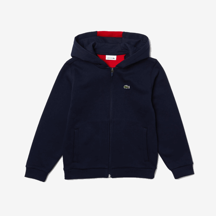 Lacoste jaqueta de lã com zíper de marca Rapazes azul marinho vermelho k1h 88BL3253 - Image 1